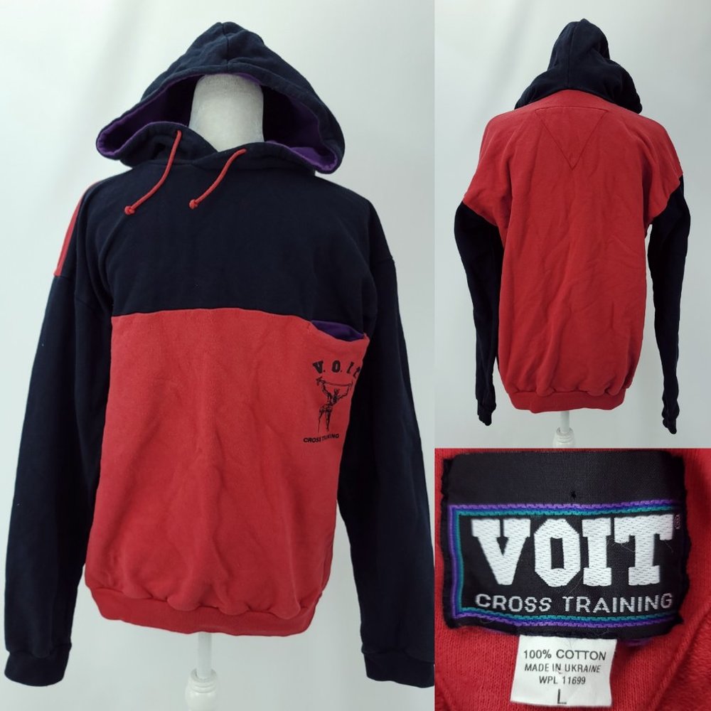 Vintage 90s VOIT Colorblock Cotton Hoodie Large